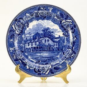 Antique Wedgwood Etruria Adams House Lamb Tavern Plate 1899 Blue 9”